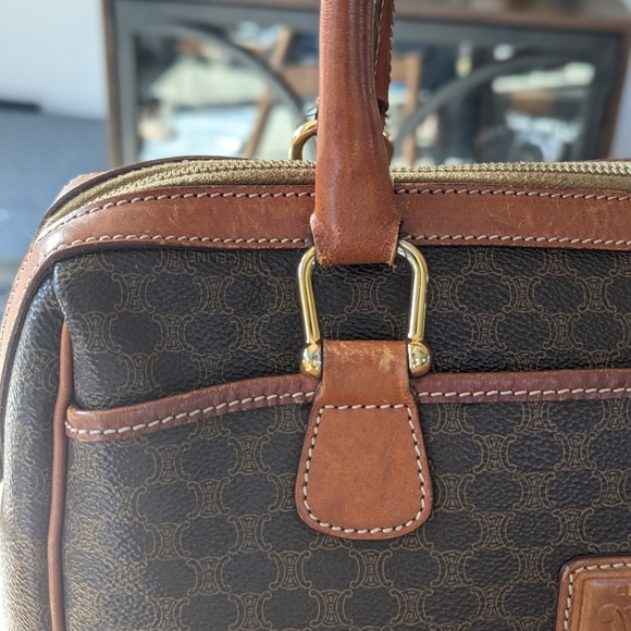 🍋✨ Celine Paris Brown Macadam Coated Canvas and Leather Handbag - Picture 3 of 13